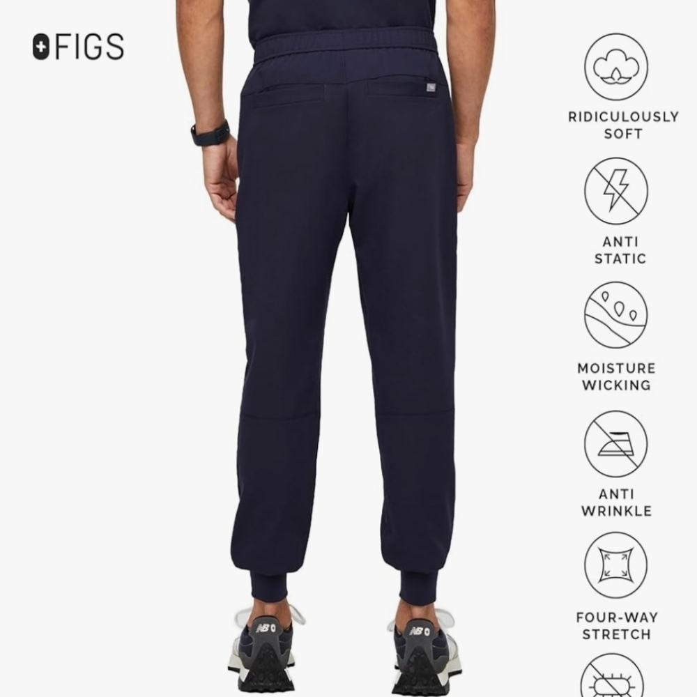 Figs medical professional scrub jogger pants Tansen men's navy blue size XL. - Picture 3 of 16